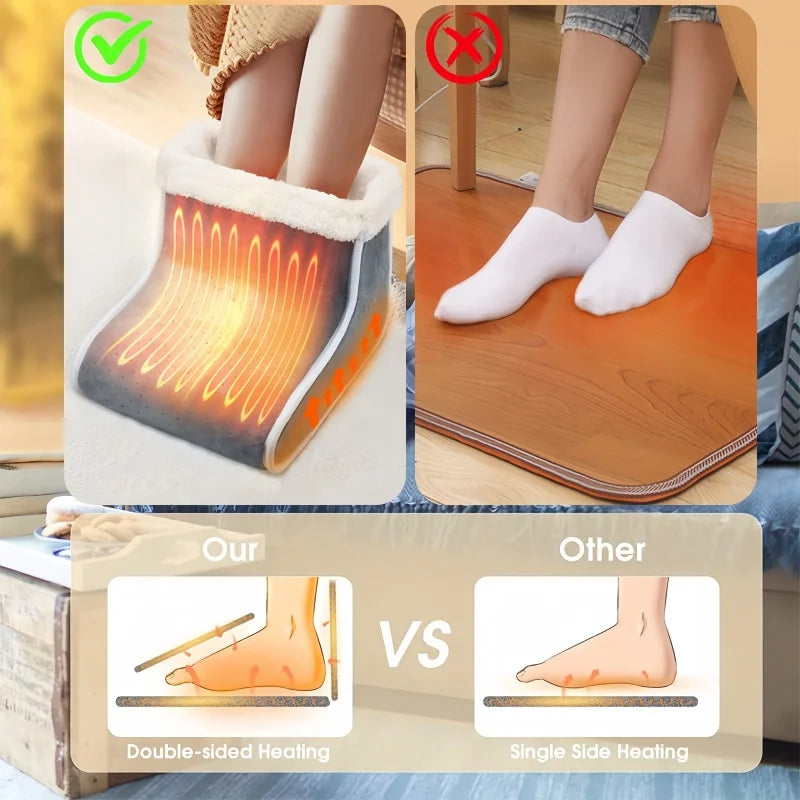 Electric Foot Heating Pad Washable 5 Modes Control Setting Feet Warmer Heater Home Office Bedroom Soft Plush Thermal Massager