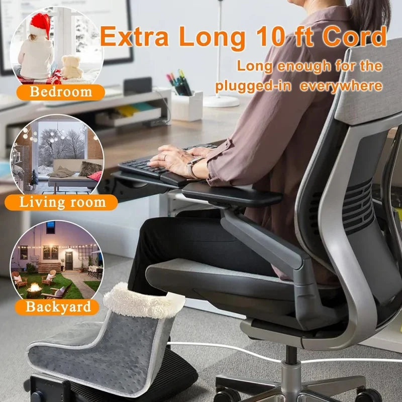 Electric Foot Heating Pad Washable 5 Modes Control Setting Feet Warmer Heater Home Office Bedroom Soft Plush Thermal Massager